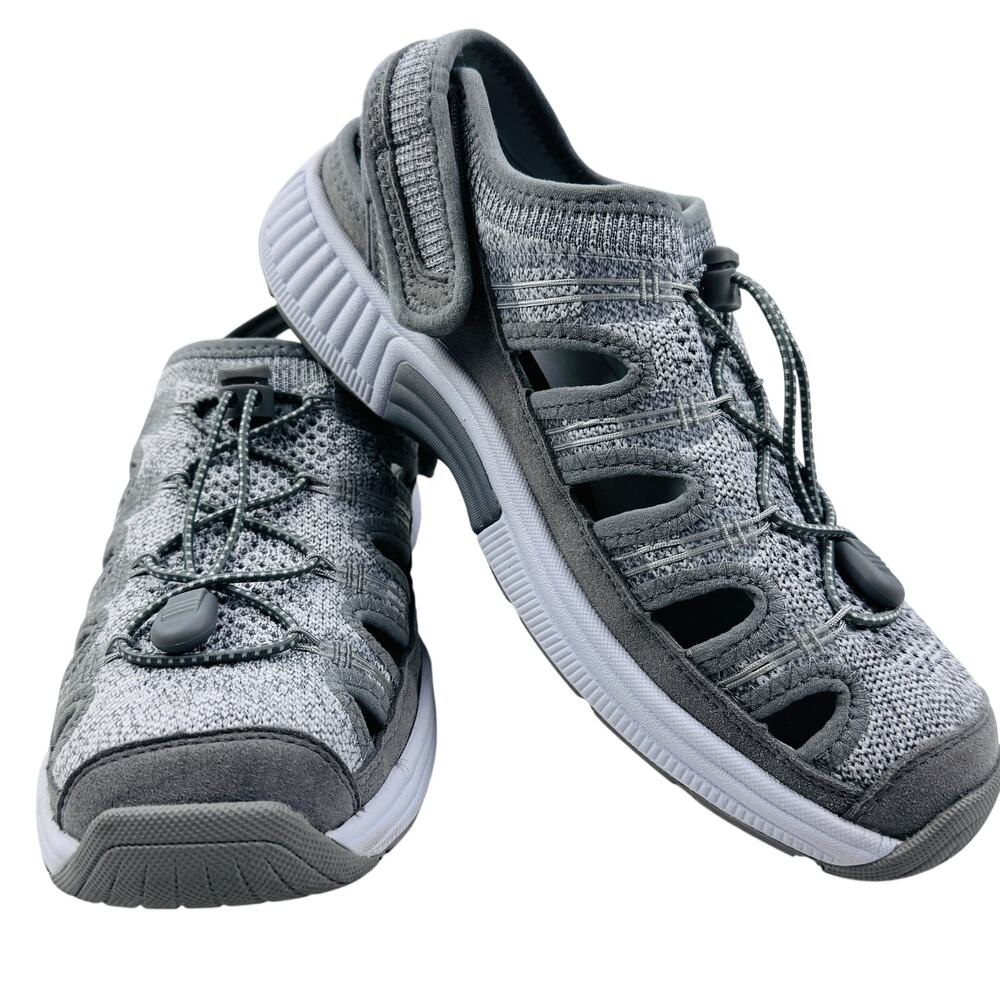 OrthoFeet Laguna Gray Knit Lightweight Podiatrist Comfort Sandals Women's 9.5